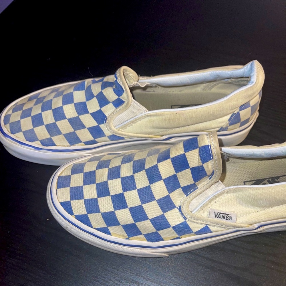 Checkered blue vans